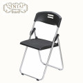 Wholesale cheap commerical furniture gray plastic folding training chair with iron legs